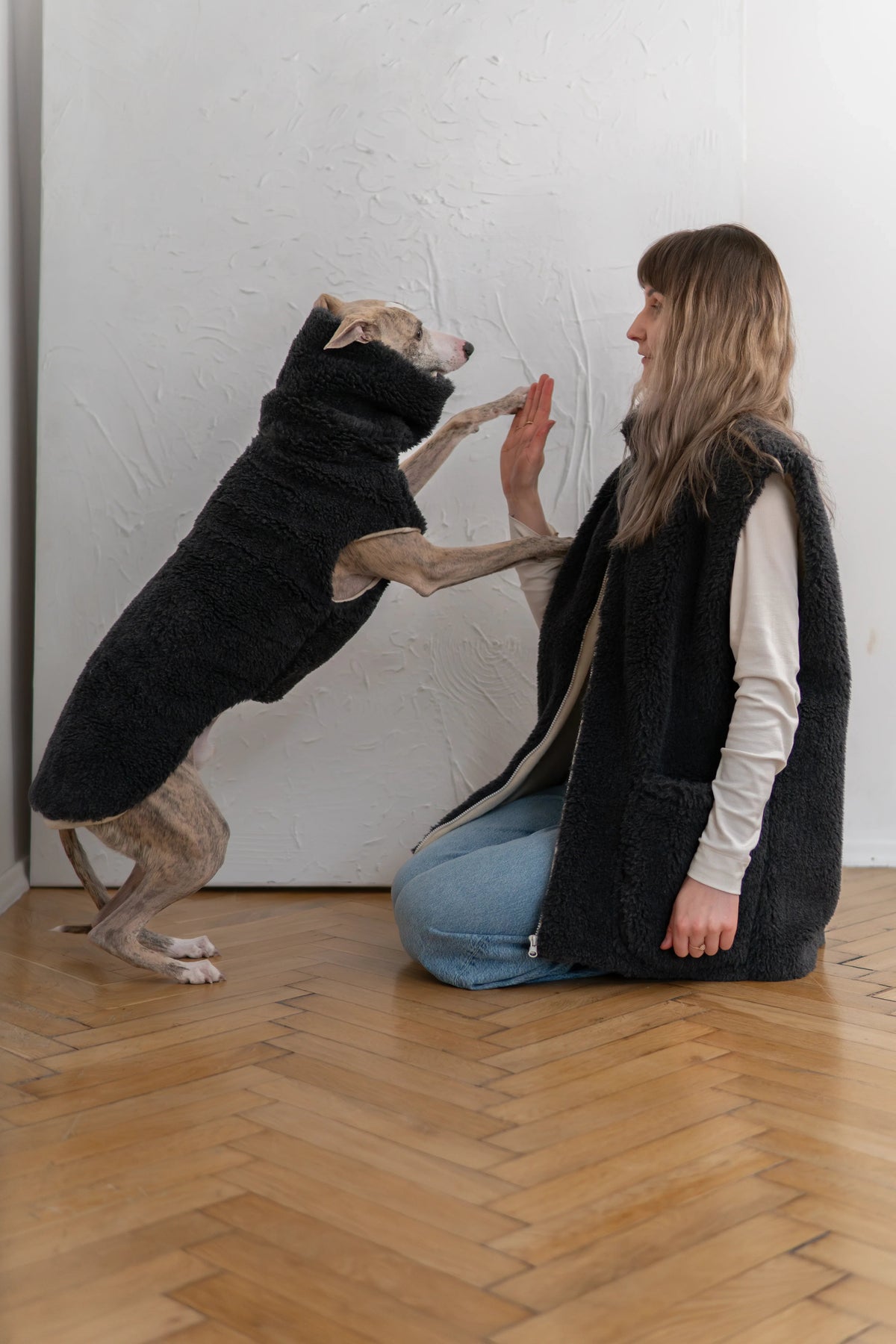 Teddy Wool Dog Vest – Charcoal